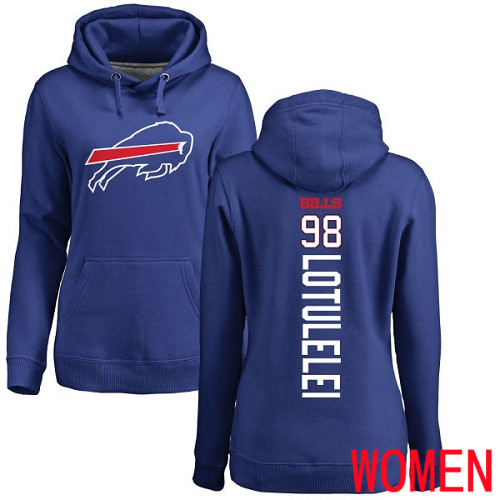NFL Women Buffalo Bills #98 Star Lotulelei Royal Blue Backer Pullover Hoodie Sweatshirt->women nfl jersey->Women Jersey